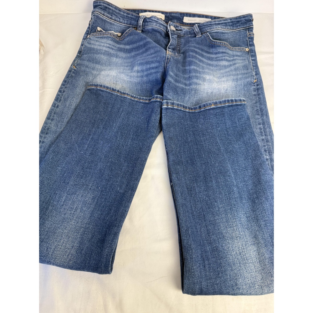 Anthropologie Pilcro Womens Blue Patched Whiskering Denim Parallel Jeans 32 - Picture 9 of 11